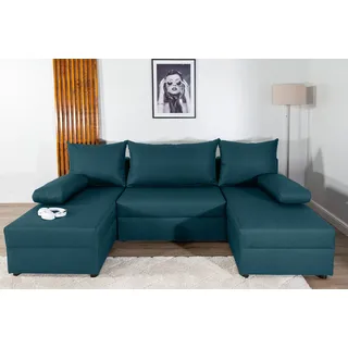 Collection AB Wohnlandschaft Polyester U-Form 2-Sitzer Petrol