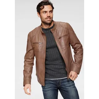Bruno Banani Lederjacke Flint aus Lammnappaleder, taillierter Schnitt, Bikerkragen, Used-Optik braun XXXL (58)