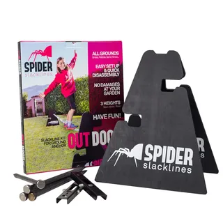 SPIDER SLACKLINE SOS01 - Slacklines Outdoor Einsteigerset - Zwei Befestigungsblöcke Höhenverstellbar 30 or 50 or 70 cm, Kann Nicht an Bäumen Befestigt Werden - Made in Italien - Maximale Haftung