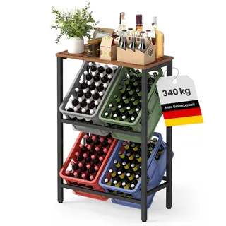 Songmics Getränkekistenregal 70,4 x 40 x 117,3 cm Braun/Schwarz