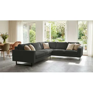 Home Affaire Ecksofa HOME AFFAIRE "Pinto, XXL, 250/290 cm, langer Schenkel, Ottomane", schwarz (onyx), B:290cm H:85cm T:250cm, 90% Polyester, 10% Nylon, Sofas, Ecksofa, Cord, Chenille, Lederoptik, mit Keder, Metallfüße, Wellenunterfederung