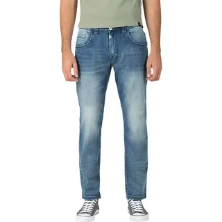 Timezone Herren Jeans GerritTZ Regular Fit Antique Blau Wash Normaler Bund Reißverschluss 31W / 36L