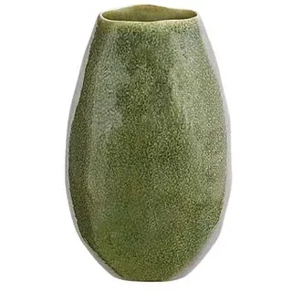 Dehner Keramik-Vase Linn, bauchig, dunkelgrün