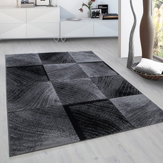 Muratap Plus Teppich - Kurzflor Teppich Schattenmuster Schalldämpfend für Wohnzimmer Schlafzimmer Arbeitszimmer Flächenteppich 3D Optik - 120x170 cm - Farbe: Grau/Schwarz