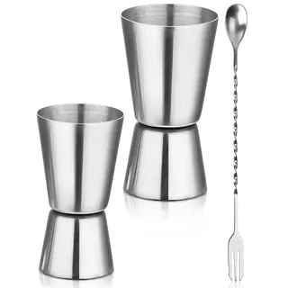MYGLOAR 2 Stück Cocktail Messbecher,Edelstahl Barmaß, Dual Gin Messbecher,3cl & 5cl Dual Spirit Measure Cup Jigger, Präzise Skala, cl Cocktail für Bars Zuhause