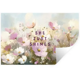 MuchoWow Wandsticker Zitat - Blumen - Malerisch (1 St), Wandtattoo, Selbstklebend, Wohnzimmer, 60x40 cm 60 cm x 40 cm x 0.1 cm