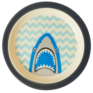 rund Melamin Kinderteller - Crème - Shark Print