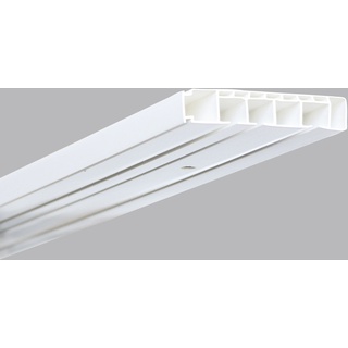 deko-raumshop Vorhangschiene Gardinenschiene Kunststoff Weiß 3-läufig Länge 120 cm bis 250 cm Gardinenleiste Deckenschiene Innenlaufschiene für Gardinen (3-Lauf - 210 cm ohne Zubehör)