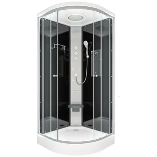 AcquaVapore Komplettdusche Dusche Fertigdusche D10-13T1-ALL Schwarz 90x90, Sicherheitsglas ESG, inklusive Duschwanne, Höhenverstellbar, Mit Bauanleitung, Mit Spiegel, Gehärtetes Glas, Inte schwarz