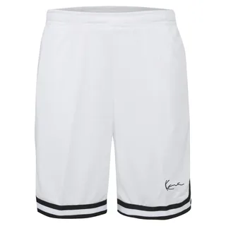 Stoffhose KARL KANI "Karl Kani Herren Signature Mesh Shorts", Herren, Gr. XL, US-Größen, weiß (weiß, schwarz), 100% Polyester, loose fit, Hosen Stoffhose