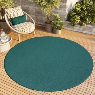 TAPISO Mono Rund Teppich Kurzflor Indoor Outdoor UV-beständig Blau Einfarbig Wohnzimmer Schlafzimmer Kinderzimmer Modern Design ÖKO-TEX 240 x 240 cm