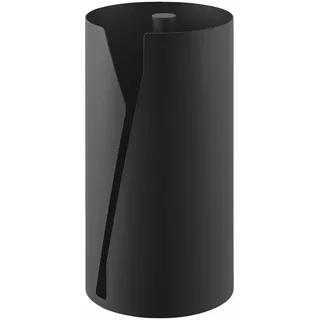 Yamazaki Tower Runder Küchenrollenhalter aus Stahl/Polypropylen - Schutz vor Staub/Spritzern, mit Deckel, Einhandbedienung - 16 x 16 x 30,2 cm, Japanisches Design, schwarz