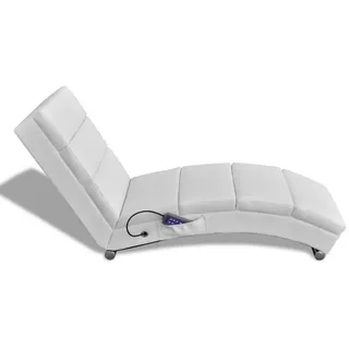 vidaXL Massagesessel 51 x 73 x 0 cm Weiß Kunstleder mit Heizfunktion