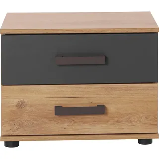 Wimex Nachtschrank Malmoe, Nachttisch 52x38x40cm, 2 Schubladen einzeln oder im praktischen 2er Set, rusikaler look, Industrial Design beige