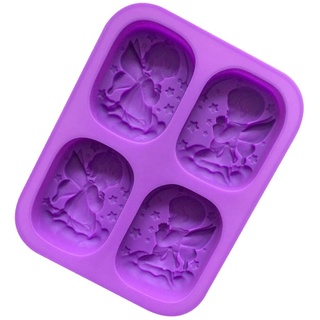 4 Engels-Silikon-Fondant-Kuchen-Formen Flexible Backbleche Lollipop Pudding Pudding-Silikon-Form für Backen - Zufällige Farbe