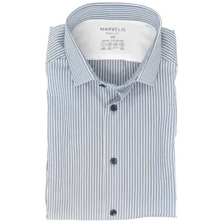 MARVELIS Langarmhemd BODY FIT - Easy To Wear Hemd enge, stark taillierte Schnittführung blau 40