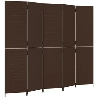 vidaXL Paravent 5-tlg. Braun Poly Rattan