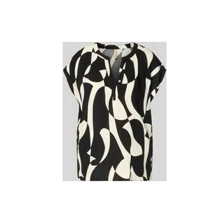 Regular Fit Bluse aus Viskose mit V-Ausschnitt Modell 'CHANISE', BLACK, L