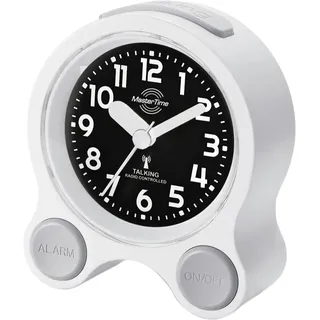 Master Time sprechender Funk Wecker DCF77 mit Alarm, Touch LED-Hintergrundbeleuchtung, Sprachausgabe mit Uhrzeit, Datum, inkl. Batterien