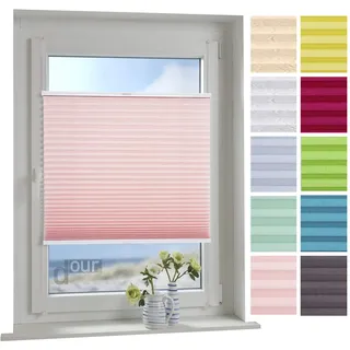 ourdeco® Plissee / 100 x 150 cm (Breite x Höhe) Altrosa/lichtdurchlässig, Blickdicht/verspannt/zum Klemmen und Montage ohne Bohren