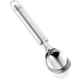 Leifheit Eisportionierer Sterling-Serie, Eislöffel aus Edelstahl, Eiskugelformer auch für hartes Eis, Teigportionierer, mit praktischer Aufhängeöse, silber