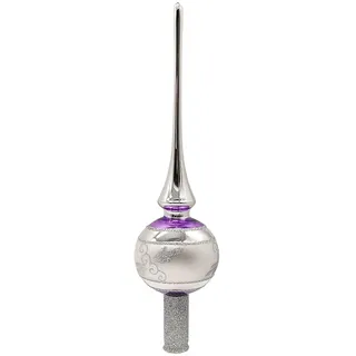 Schatzhauser Christbaumspitze Spitze silber/lila Ø 7cm/ 28cm (1-tlg), mundgeblasen, handbemalt lila|silberfarben