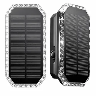 LED Solar Wandlampe Außen 2er Set, moderne Solarleuchte mit Kristall-Lichteffekt, 3 Farbtemperaturen, Garten Terrasse Balkon Beleuchtung