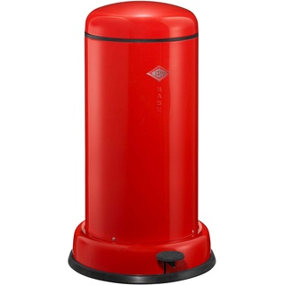 Wesco Baseboy Abfallsammler aus Edelstahl in der Farbe Rot mit einem Volumen von 20 Litern - Mit Fußtritt, 38 x 38 x cm