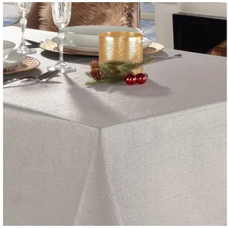 Beautex Tischdecke Lurex Tischdecke Weihnachten, Silber Gold glänzend, Weihnachtstisch (1-tlg) grau|silberfarben 80 cm x 80 cm