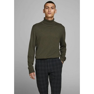 JACK & JONES Emil Knit Rollkragenpullover Olive Night / Detail Melange XS