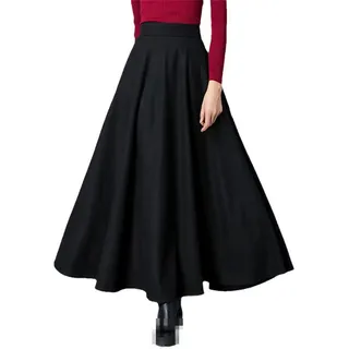 Winterrock für Damen, Wolle, modisch, hohe Taille, schlichter Wollrock, lässig, dick, warm, XL - XL