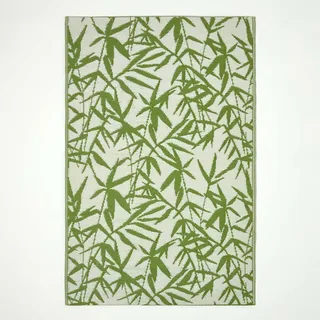 Homescapes Zena Outdoor-Teppich 240 x 300 cm Grün/Weiß floral gemustert