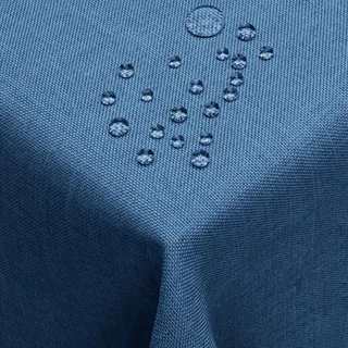 DecoHomeTextil Leinen Optik Tischdecke Eckig 90 x 90 cm Dunkelblau | wasserabweisend, fleckenabweisend, abwaschbar, Lotuseffekt