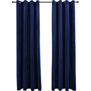 vidaXL Verdunkelungsvorhang Ösen 140 x 175 cm samt dunkelblau 2 St.