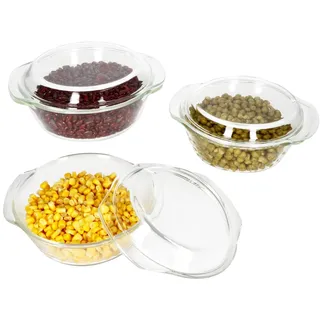 Mambocat Auflaufform 3tlg Set rund 0,7L 1L 1,5L Weiß