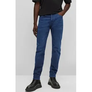 Regular-fit-Jeans BOSS ORANGE "Taber BC-P-1" Gr. 31, Länge 32, blau (navy) Herren Jeans Regular Fit mit Leder-Badge