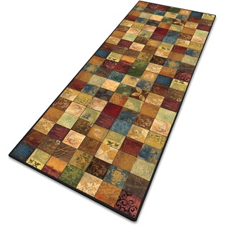 Korridor Teppich Badezimmer Teppiche Geometrische Muster Kurzflor 6mm rutschfest & leicht abwaschbar für Wohnzimmer, Flur, Büro, Schlafzimmer, Küche, Esszimmer gekettelt - 40x140cm