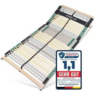 Sleepneo Lattenrost 120x200 PREMIUM STRONG 200 aus Buchenholz, Kopfteil verstellbar, 7 Zonen Lattenrost mit 42 Latten, Made in Germany, bis 200Kg