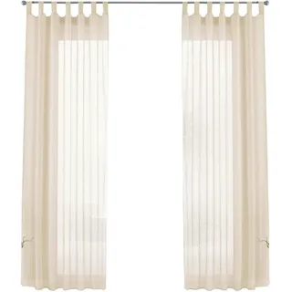Gardinenbox.eu Gardine Schlaufen 140 x 175 cm creme 2 St.