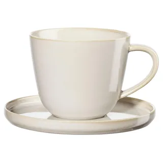 ASA Selection Kaffeetasse mit Untertasse COPPA TOFU, 250 ml - Creme - Porzellan