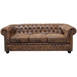 Riess-Ambiente Chesterfield Sofa Mikrofaser 3-Sitzer Braun