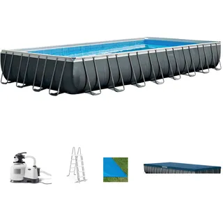 Framepool INTEX "Ultra XTR Frame" Schwimmbecken Gr. B/H/L: Breite 488 cm x Höhe 132 cm x Länge 975 cm, 54368 l, grau (grau, blau) Frame-Pools BxLxH: 488x975x132 cm