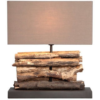 Levandeo® Nachttischlampe, Lampe Tischlampe aus Holz Holzlampe Tischleuchte Treibholz 40cm