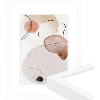 WANDStyle Bilderrahmen 50x70 Weiß, moderner Bilderrahmen Holz 50x70 cm | Hochwertiger Holzbilderrahmen, Posterrahmen zum Aufhängen, Rahmen 70x50 cm, Fotorahmen H960 - Made in Germany