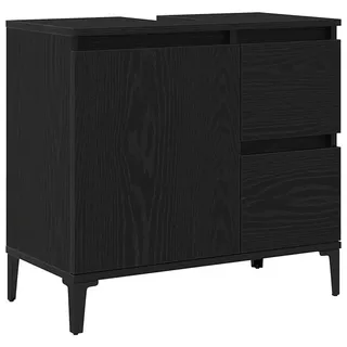 vidaXL Badezimmerschrank mit Tür 65 x 33 x 60 cm Schwarz Eichen-Optik