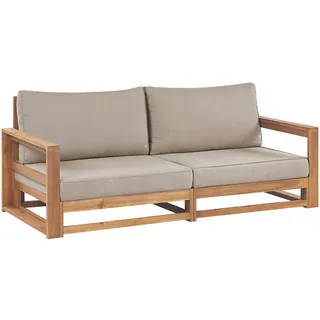 Beliani Gartensofa Hellbraun, Grau, Beige, Holz, 184x72x75 cm, Loungemöbel, Gartensofas