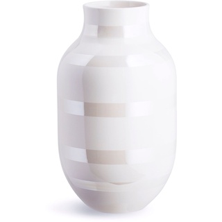 Kähler Vase H31 cm Omaggio Originaldesign mit handgemalte Streifen, Weiss