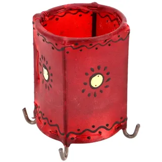 GURU SHOP Orientalisches Teelicht Henna - Modell 2 Rot, 13x9x9 cm