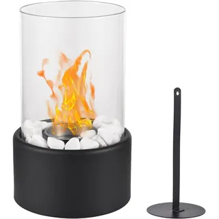 Tischfeuerstelle, Feuerschale Mit Weißen Steinen, Tragbare Feuerstelle, Mini-feuerstelle Für Drinnen Und Draußen – Bioethanol-brennstoff, Dekoration, Geschenkidee