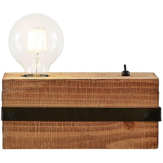 Lindby Tischlampe 'Sverina' (Landhaus, Vintage, Rustikal) aus Holz u.a. für Wohnzimmer & Esszimmer (1 flammig, E27) - Tischleuchte, Schreibtischlampe, Nachttischlampe, Wohnzimmerlampe
